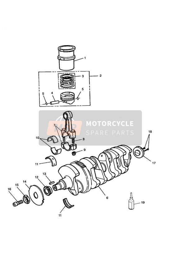 Bielle de vilebrequin, pistons et chemises de cylindre