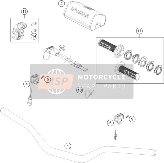 A46002010025, Housing Throttle Twist Grip Cpl., GasGas, 1