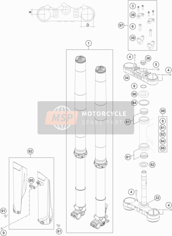 JAMBE DE SUSPENSION AVANT/ TRIPLER AGRAFE