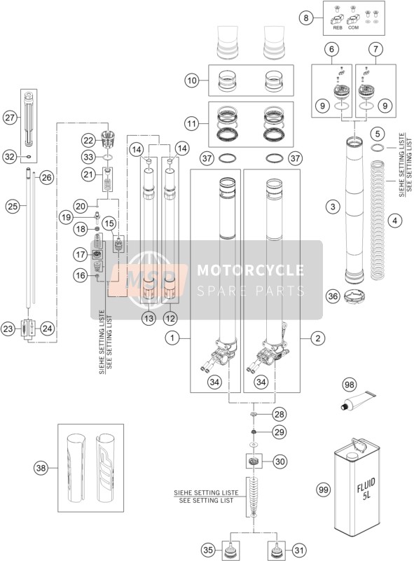 FRONT FORK DISASSEMBLED