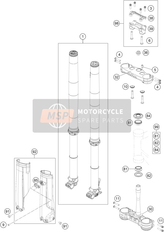 JAMBE DE SUSPENSION AVANT/ TRIPLER AGRAFE
