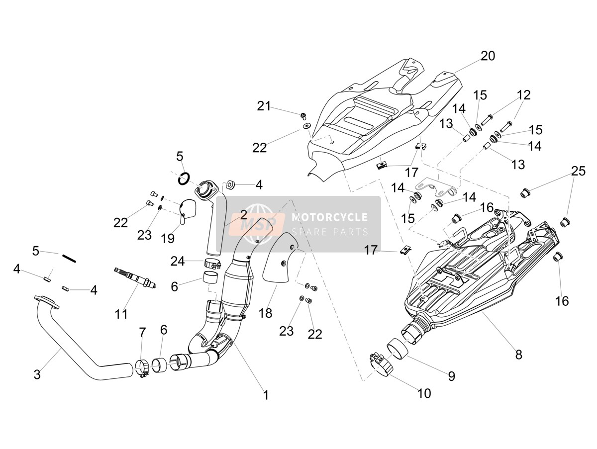 2B006578, Rear Exhaust Pipe, Piaggio, 0