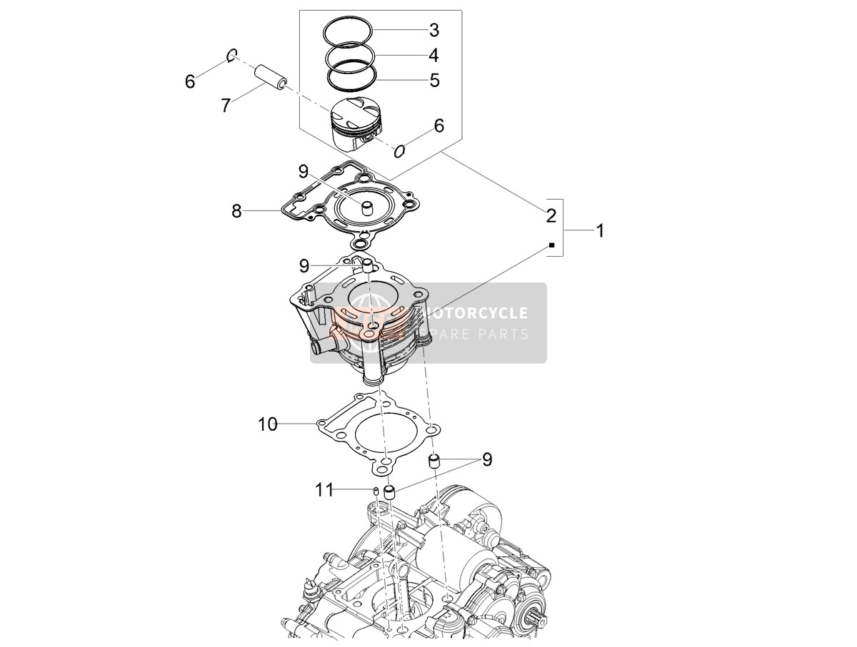 Aprilia RS 125 GP Replica 4T E5 ABS (EU) 2023 Cylindre - Piston pour un 2023 Aprilia RS 125 GP Replica 4T E5 ABS (EU)