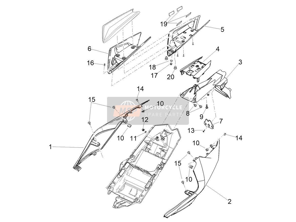 2B006976000Q4, Heckteil R., Weiãy, Piaggio, 0