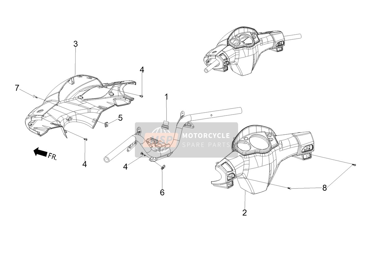 1B008636, Rear Handlebar Cover, Piaggio, 0