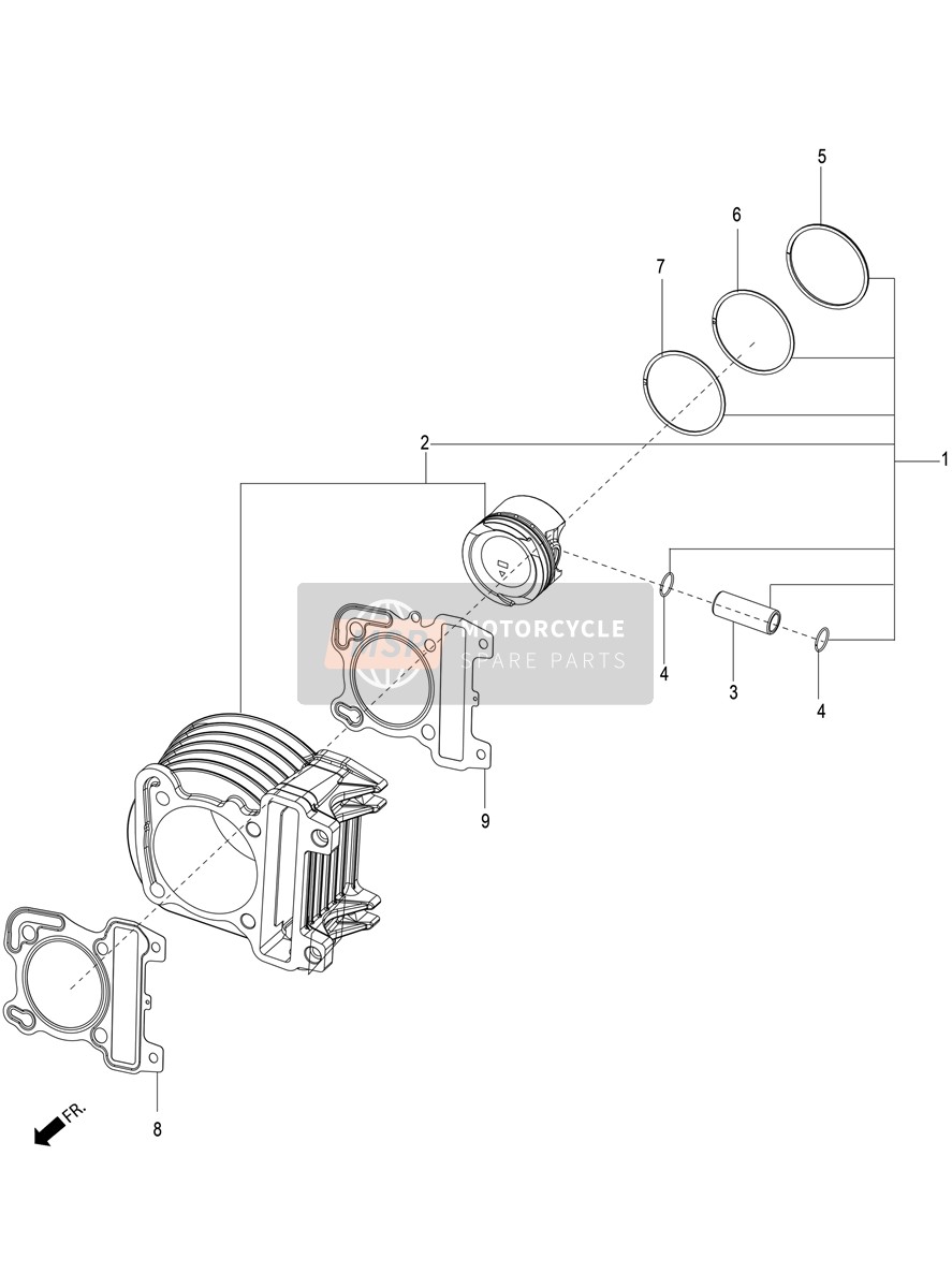 Ensemble Cylindre-Piston-Axe De Piston