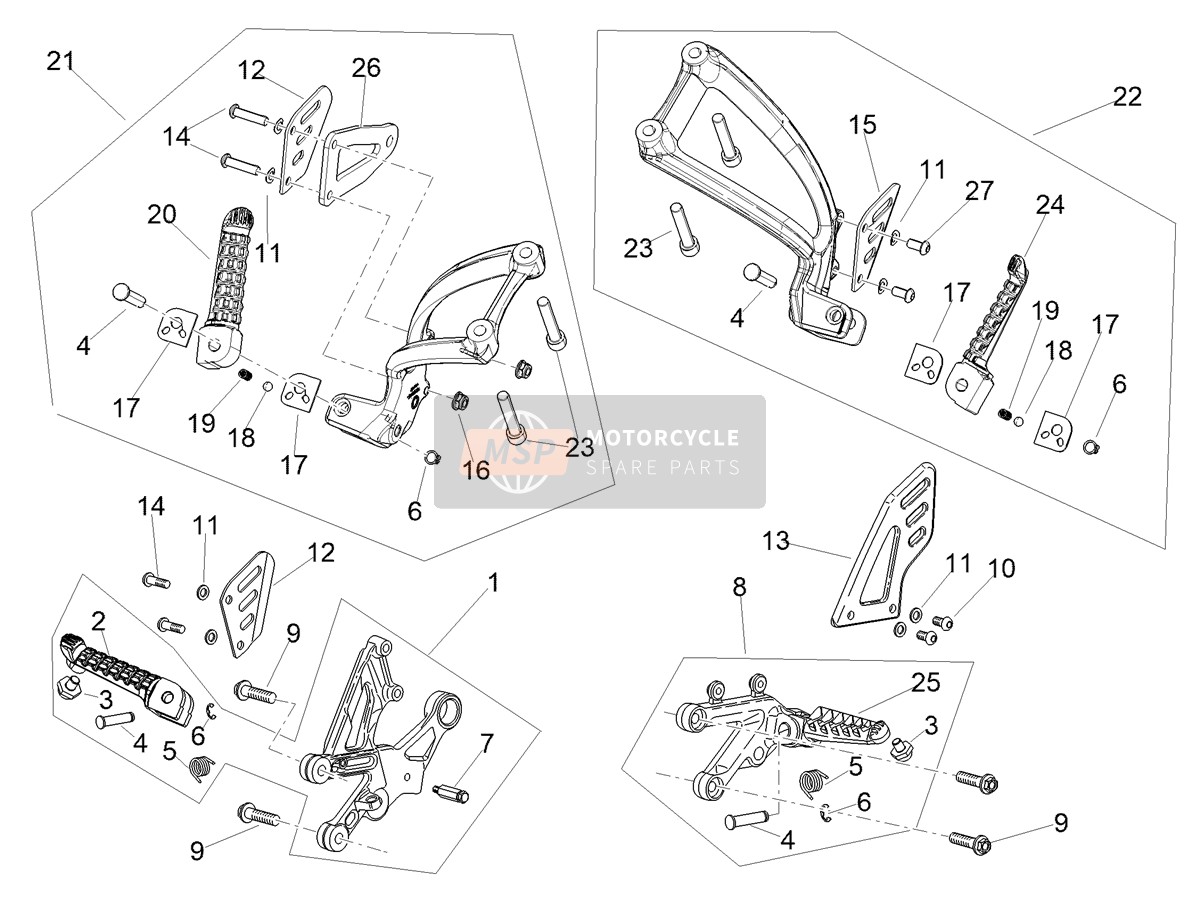 2B008162, Rh Footrest, Piaggio, 0