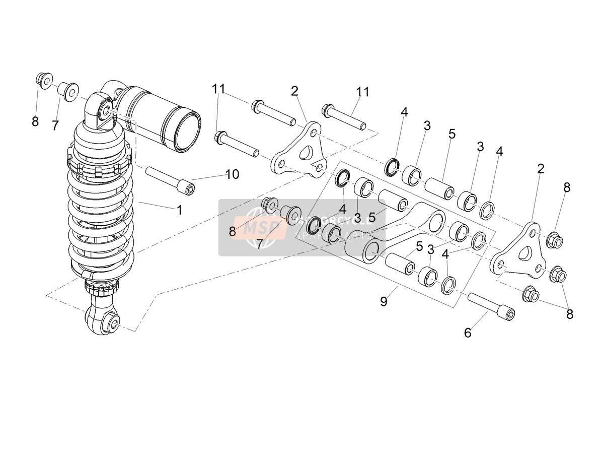 2B008377, Rear Damper, Piaggio, 0