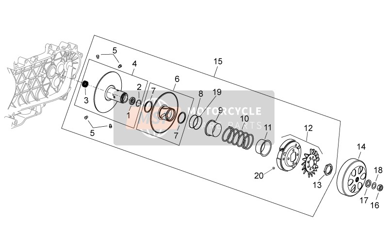 CM161202, Centrifugal Koppelingsset, Piaggio, 1