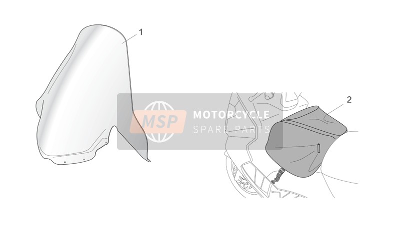 Aprilia Atlantic 125-200-250 2003 Accesorio - Parabrisas/Maletas laterales para un 2003 Aprilia Atlantic 125-200-250