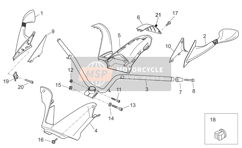 AP8179713, Upper Handlebar Cover. Silver, Piaggio, 0