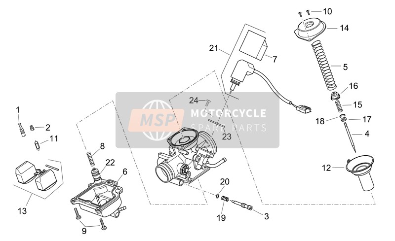 Aprilia Atlantic 125-250 2007 Carburador II para un 2007 Aprilia Atlantic 125-250