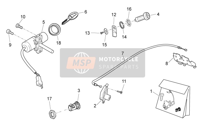 Aprilia Atlantic 300 2012 Lock Hardware Kit for a 2012 Aprilia Atlantic 300