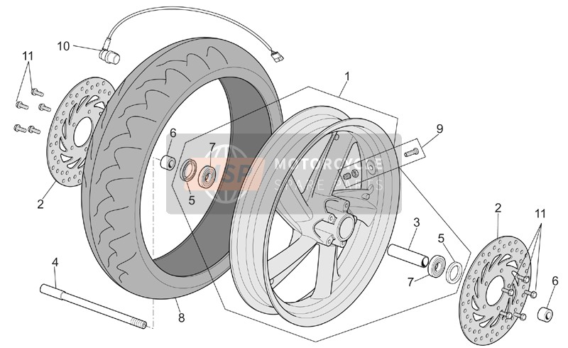 Aprilia Atlantic 500 2001 Ruota anteriore per un 2001 Aprilia Atlantic 500