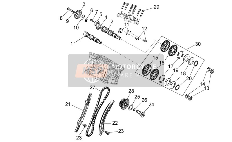 Aprilia Dorsoduro 1200 2012 Rear Cylinder Timing System for a 2012 Aprilia Dorsoduro 1200