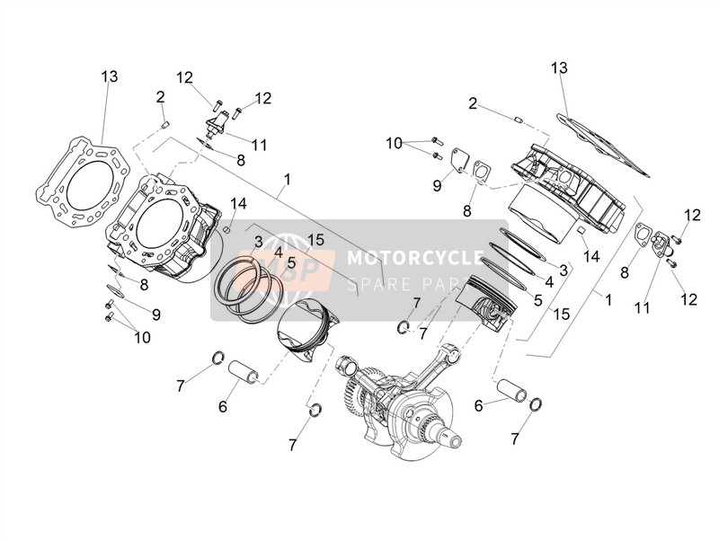 Aprilia Dorsoduro 900 E4 ABS 2017 Cylindre - Piston pour un 2017 Aprilia Dorsoduro 900 E4 ABS