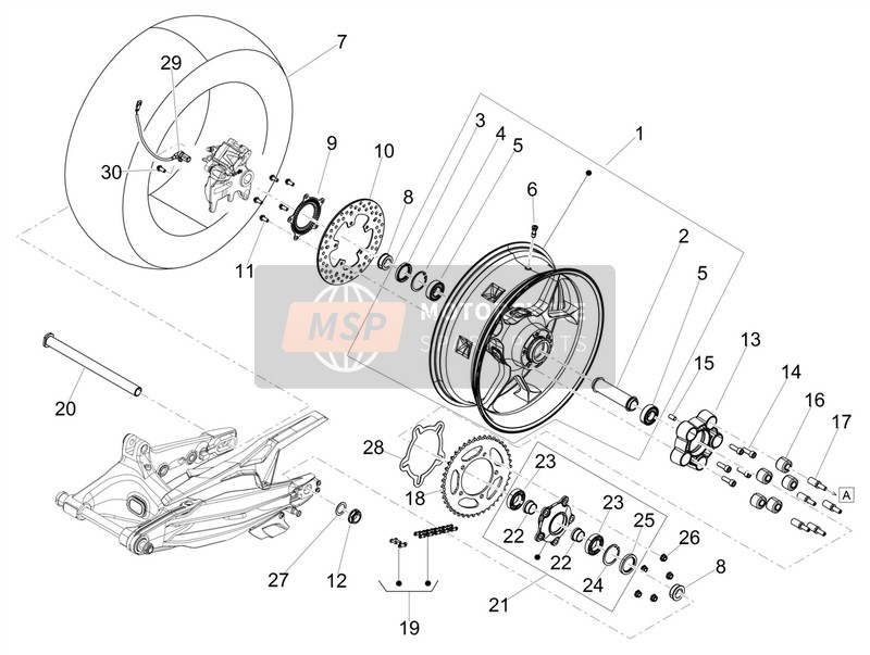 Aprilia Dorsoduro 900 E4 ABS 2017 Rear Wheel for a 2017 Aprilia Dorsoduro 900 E4 ABS