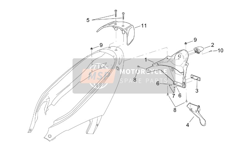 Aprilia Leonardo 125-150 2000 Rear Body - Plate Holder for a 2000 Aprilia Leonardo 125-150