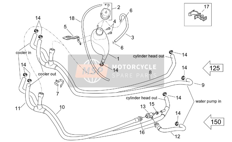 AP8144080, Water COOLER-PUMP Tube, Piaggio, 1