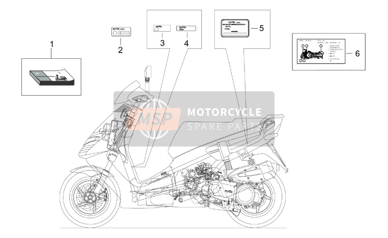 Aprilia Leonardo 125-150 1999 Ensemble de plaques et manuel pour un 1999 Aprilia Leonardo 125-150