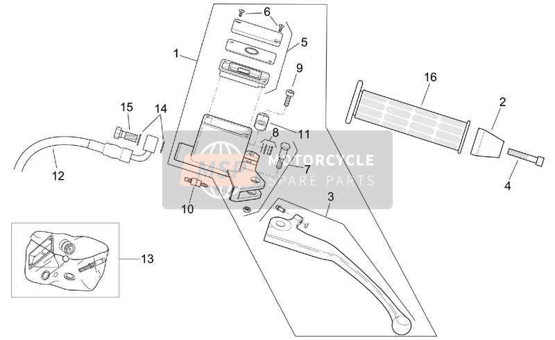 Aprilia Leonardo 250 ST (eng.Yamaha) 2001 Rear Master Cylinder for a 2001 Aprilia Leonardo 250 ST (eng.Yamaha)