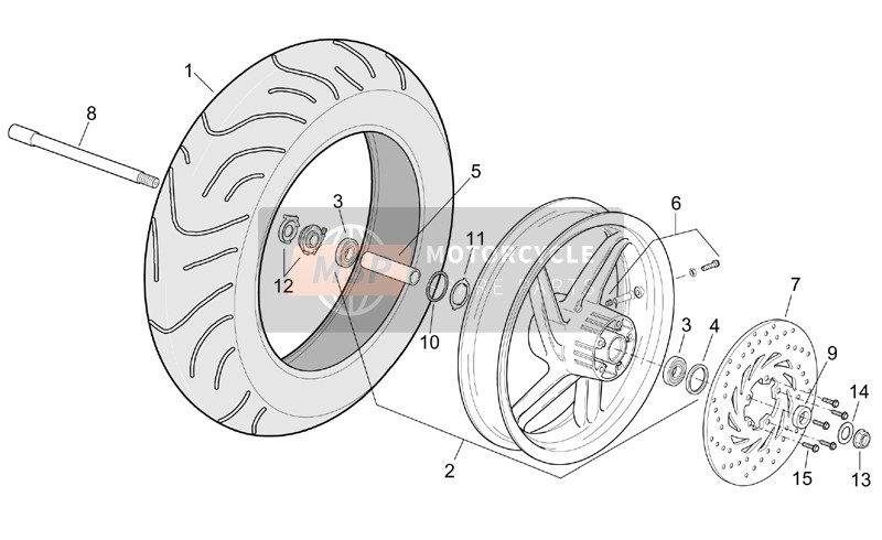 Aprilia Leonardo 250 ST (eng.Yamaha) 2001 Front Wheel for a 2001 Aprilia Leonardo 250 ST (eng.Yamaha)