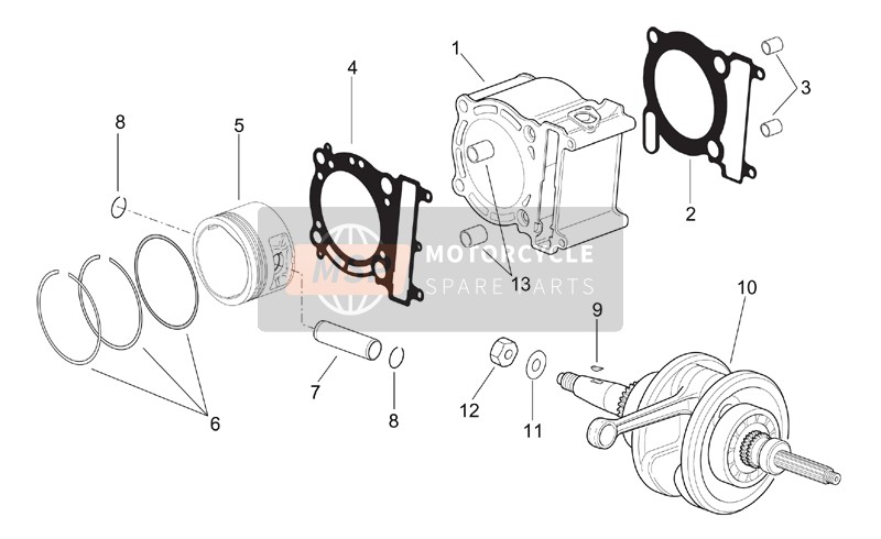 Aprilia Leonardo 250 ST (eng.Yamaha) 2001 Drive Shaft - Cylinder - Piston for a 2001 Aprilia Leonardo 250 ST (eng.Yamaha)