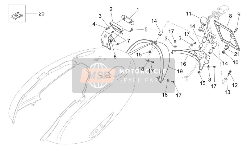 Aprilia Mojito 125 2001 Corps arrière - Support de plaque pour un 2001 Aprilia Mojito 125