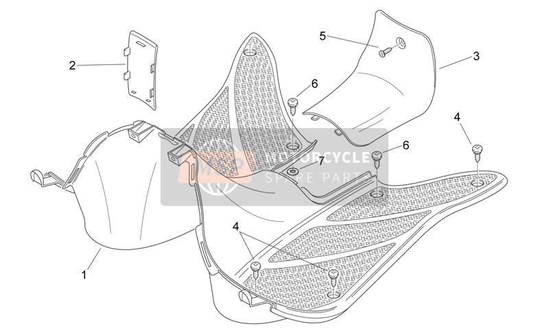 Aprilia Mojito 125 E3 2008 Cuerpo central - Panel de piso para un 2008 Aprilia Mojito 125 E3