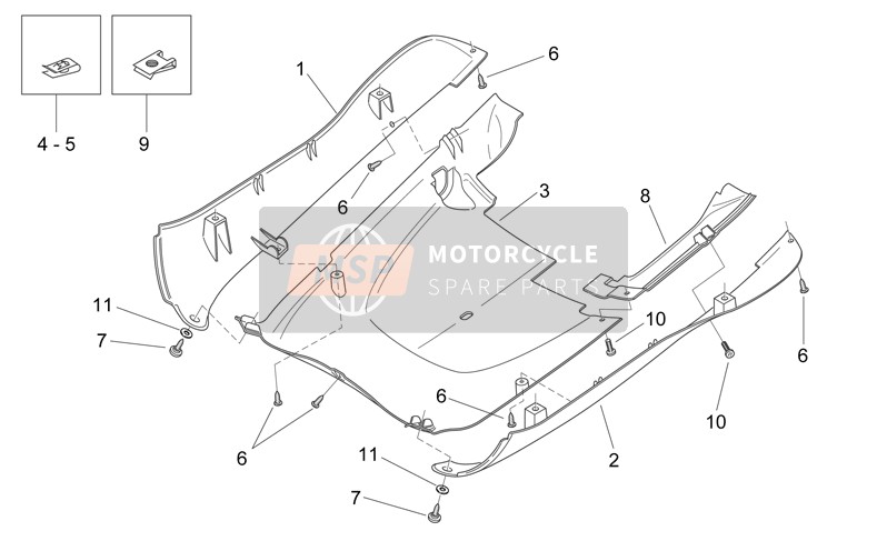 Aprilia Mojito 125 E3 2008 Corpo centrale - Sotto il pannello per un 2008 Aprilia Mojito 125 E3