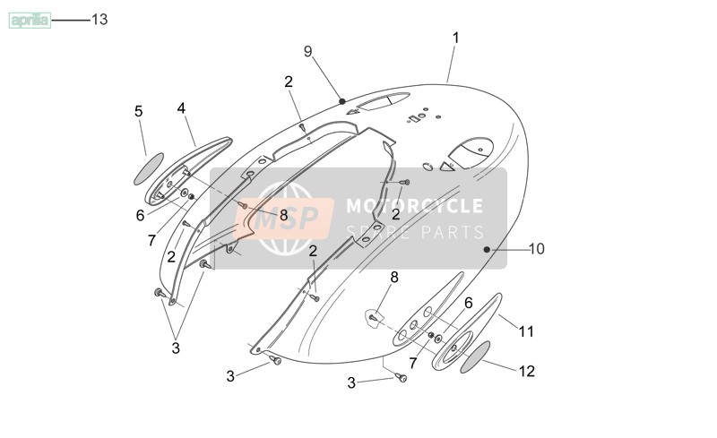 860861, Dec Bic Dx Codone Grigio Piombo MY08, Piaggio, 1