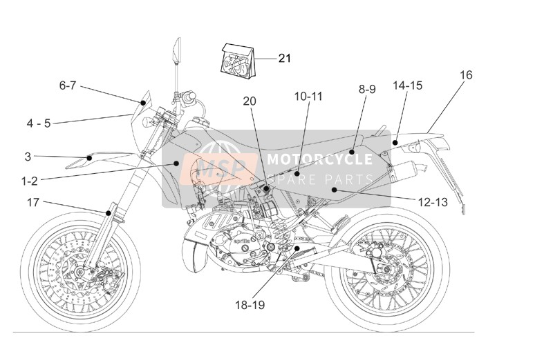 Aprilia MX 125 SuperMotard 2005 Decal for a 2005 Aprilia MX 125 SuperMotard