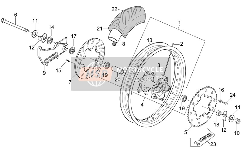 Aprilia MX 50 2004 Rear Wheel for a 2004 Aprilia MX 50