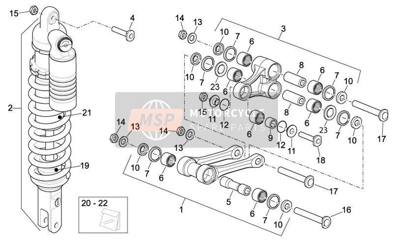 Aprilia MXV 450 Cross 2008 Amortisseur arrière pour un 2008 Aprilia MXV 450 Cross