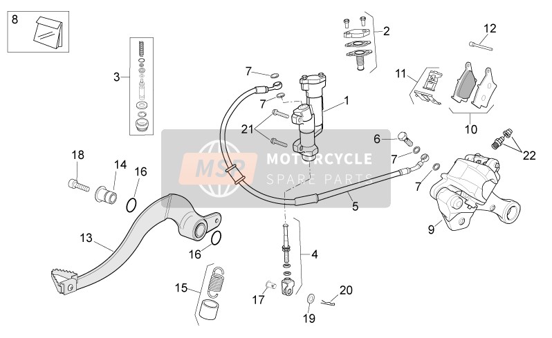 Aprilia MXV 450 Cross 2009 Rear Brake System for a 2009 Aprilia MXV 450 Cross