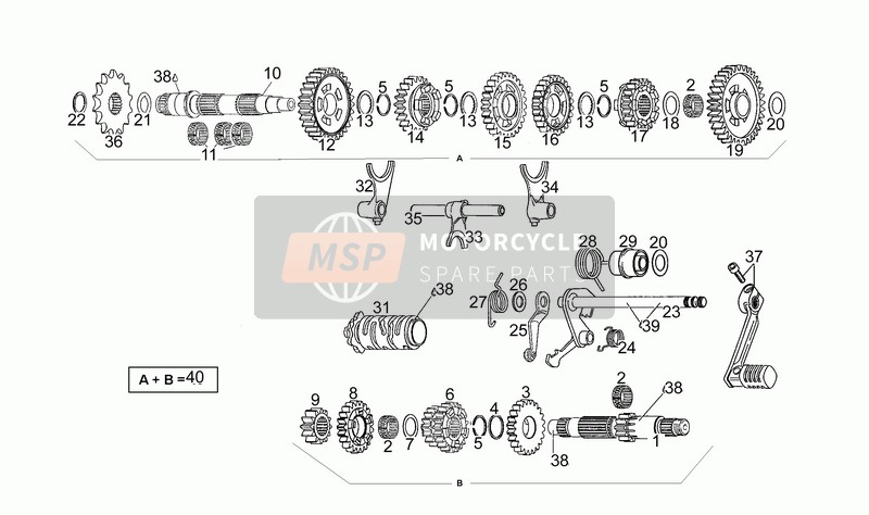 Aprilia PEGASO 125 1993 Gear Box for a 1993 Aprilia PEGASO 125