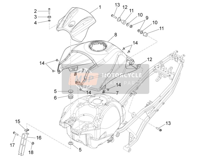 Aprilia RS4 50 2T 2011 Tank Cover for a 2011 Aprilia RS4 50 2T