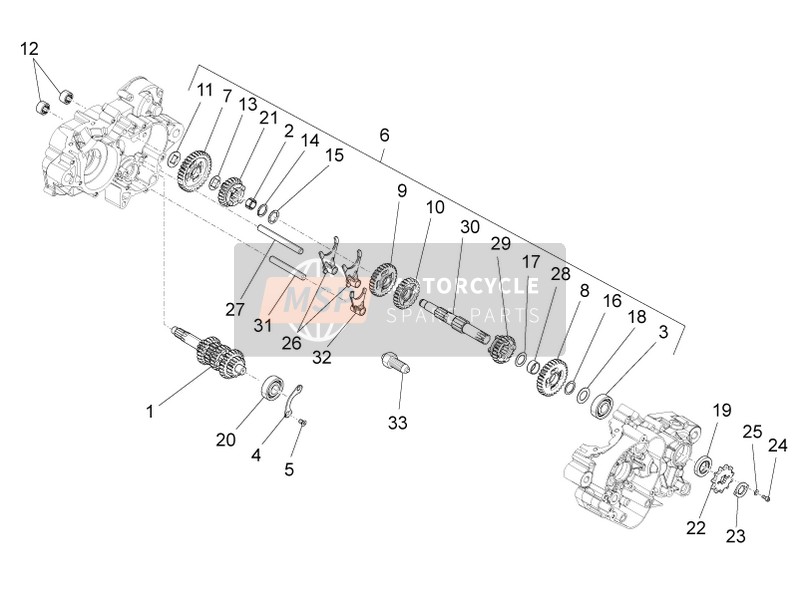 Aprilia RS4 50 2T 2012 Gear Box - Gear Assembly for a 2012 Aprilia RS4 50 2T
