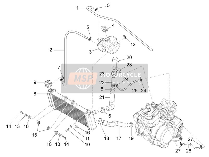 Aprilia RS4 50 2T 2013 Cooling System for a 2013 Aprilia RS4 50 2T