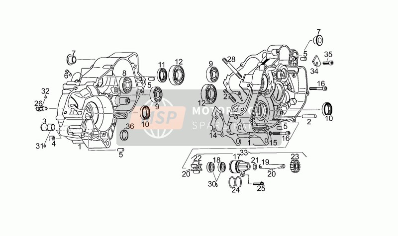 Aprilia RS 125 1995 Crankcase for a 1995 Aprilia RS 125