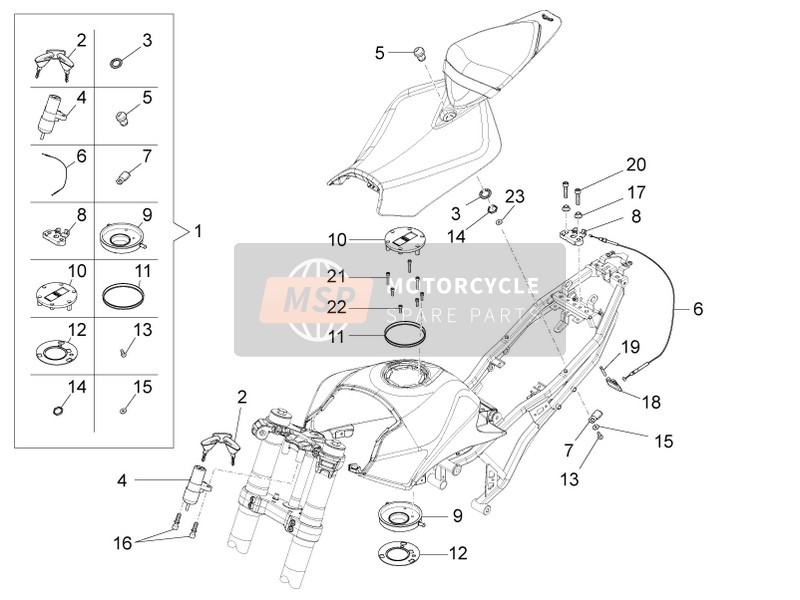 Aprilia RS 125 Replica 4T E4 ABS 2018 Schlösser für ein 2018 Aprilia RS 125 Replica 4T E4 ABS