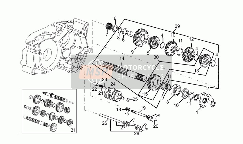 Aprilia RS 50 1993 Driven Shaft - 6 Gears for a 1993 Aprilia RS 50