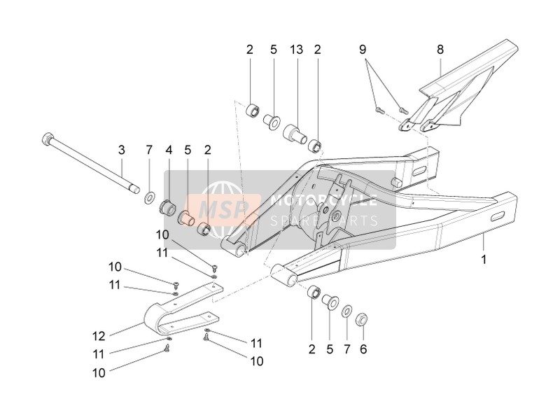 Aprilia RS 50 2T E4 2018 Brazo oscilante para un 2018 Aprilia RS 50 2T E4