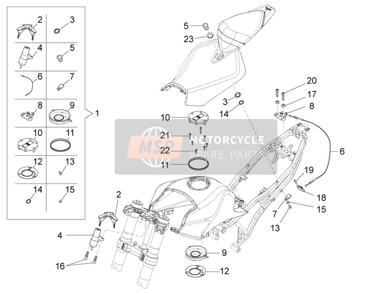 Aprilia RS 50 2T E4 2018 Serrature per un 2018 Aprilia RS 50 2T E4