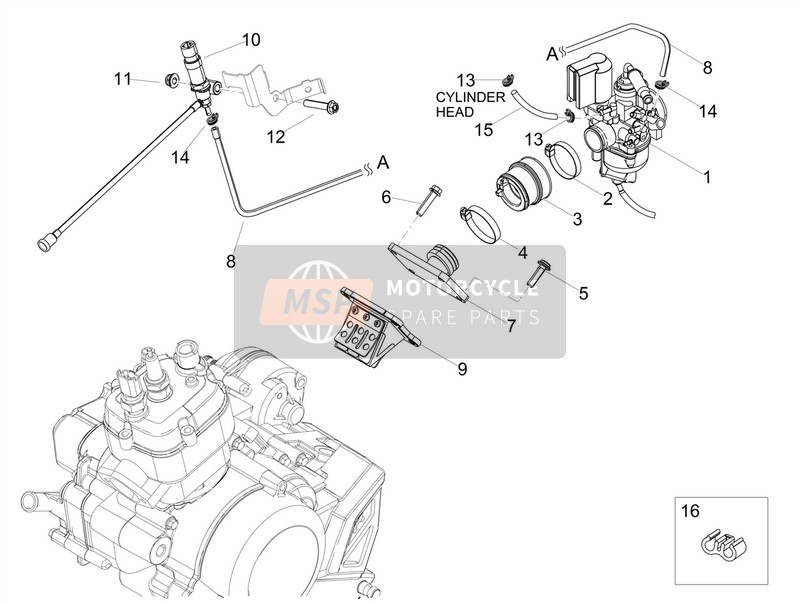 Aprilia RS 50 2T E4 2018 Carburador para un 2018 Aprilia RS 50 2T E4