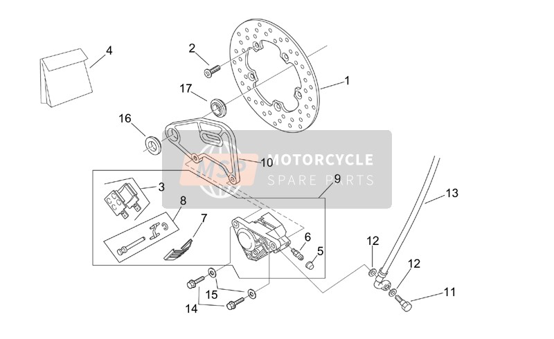 Aprilia RS 50 Tuono 2003 Pinza freno posteriore per un 2003 Aprilia RS 50 Tuono