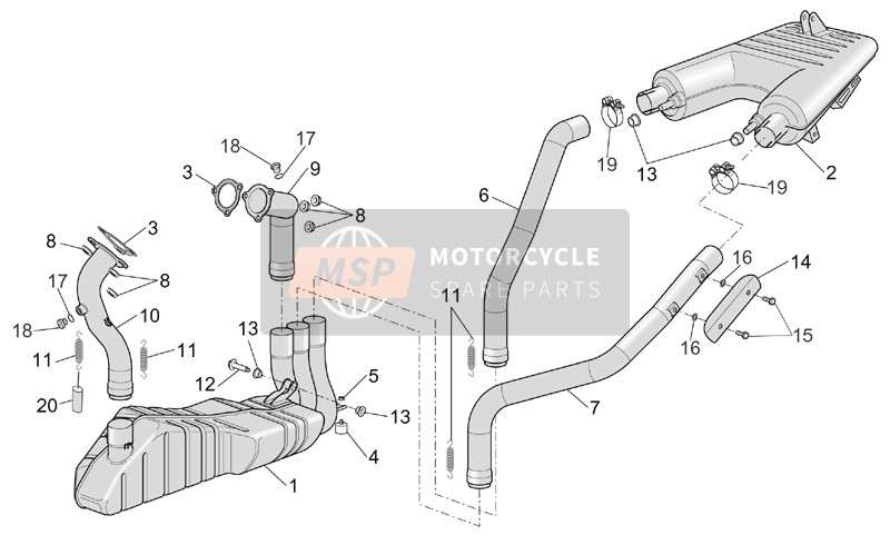 Aprilia RST 1000 Futura 2002 Exhaust Pipe for a 2002 Aprilia RST 1000 Futura