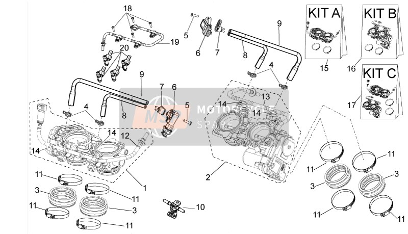 Aprilia RSV4 1000 APRC Factory ABS 2013 Cuerpo del acelerador para un 2013 Aprilia RSV4 1000 APRC Factory ABS