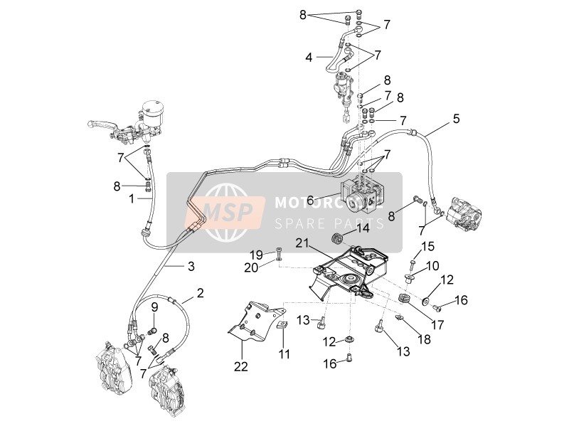 B044593, Rear Brake Pipe Hecu ABS-CLAMP, Piaggio, 0