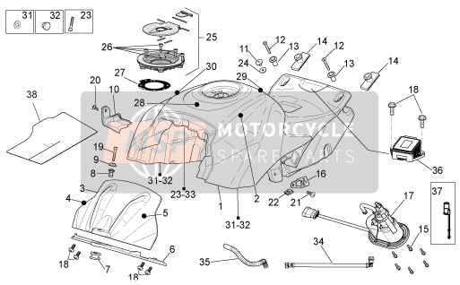 Aprilia RSV4 1000 APRC Factory STD SE 2012 Fuel Tank for a 2012 Aprilia RSV4 1000 APRC Factory STD SE